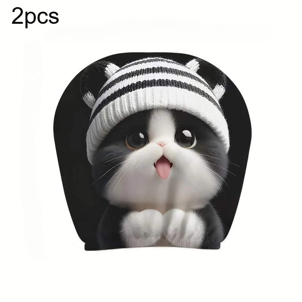 2pcs Cute Striped Knitted Car Headrest Covers Polyester Universally Applicable