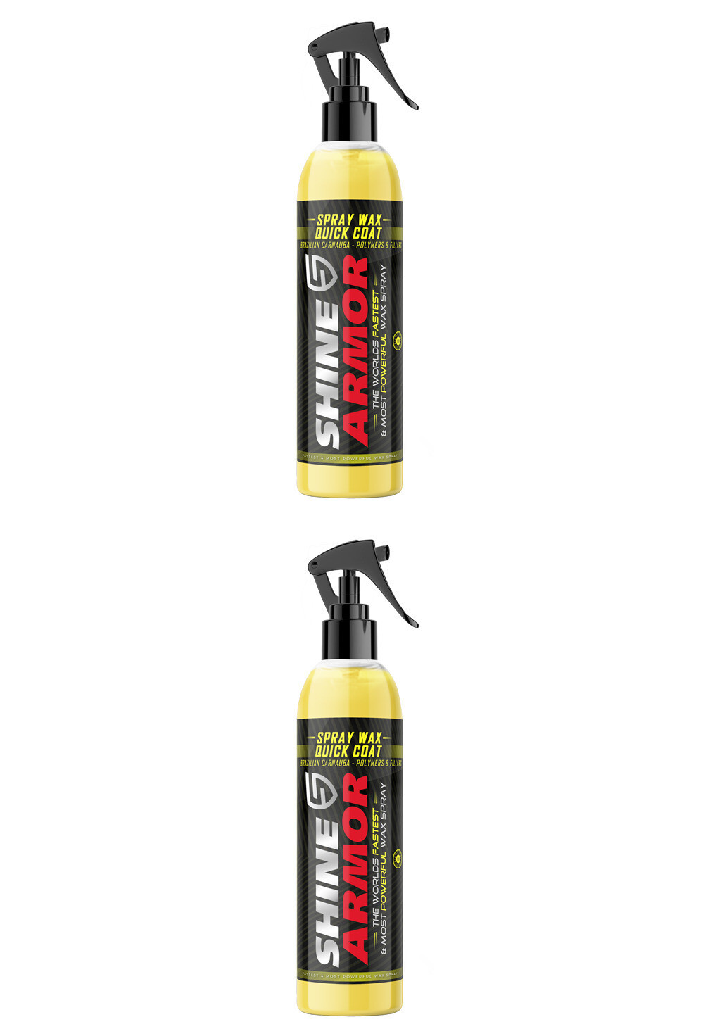 2 x Shine Armor Spray Wax Quick Coat With Carnauba Wax Car Hydrophobic Wash New