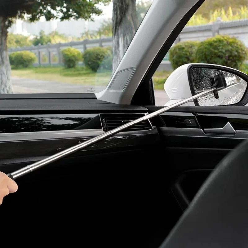 Car Rear View Mirror Cleaning Brush Telescopic Window Wiper Cleaner Tool
