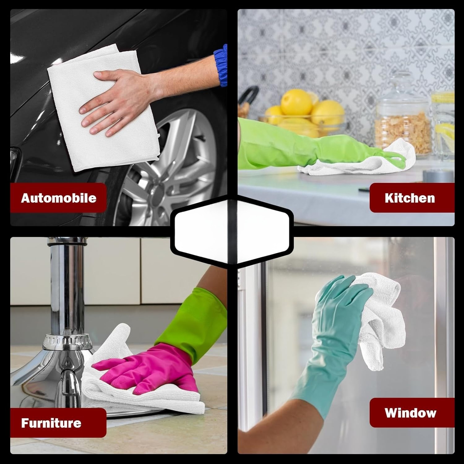 Microfiber Cleaning Cloth White 150PK, Microfiber Towels for Cars, Premium Car