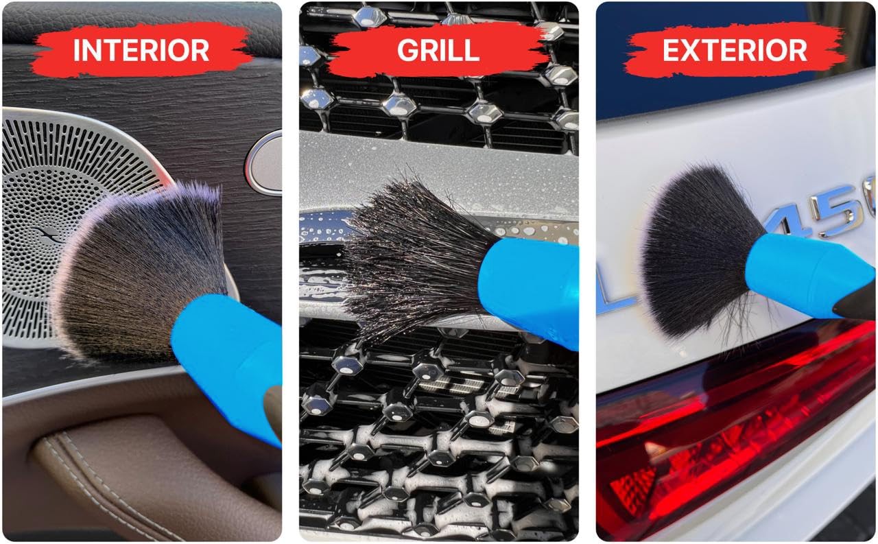 Preimum Car Detailing Brush Set – 5 Pack Auto Detail Kit for Automotive, BLUE