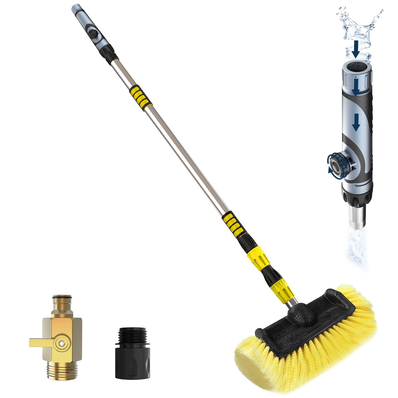 LAANPOLE 12FT Car Wash Brush with Long Handle, Cleaning 12FT, Yellow
