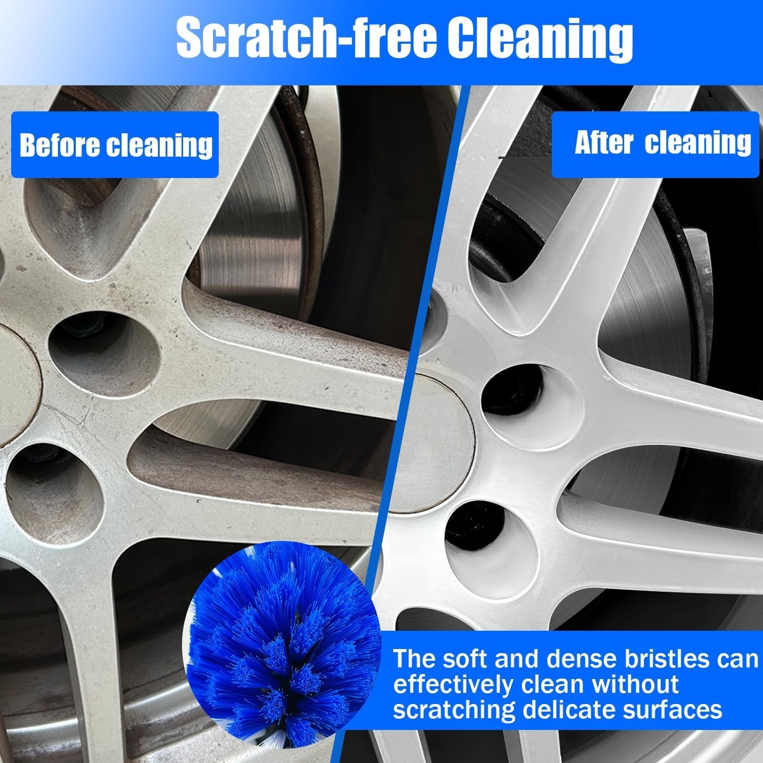 Versatile 6-Pack Wheel Brush Kit with Silicone Handles for All Vehicles