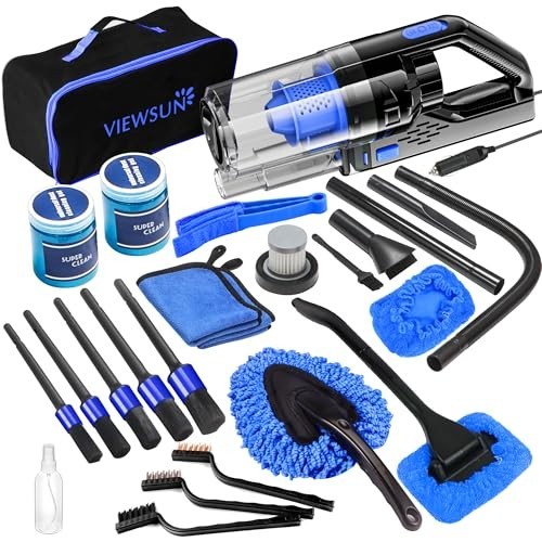 Car Cleaning Kit – Interior Detailing Set with Handheld Vacuum, Brushes & Gel