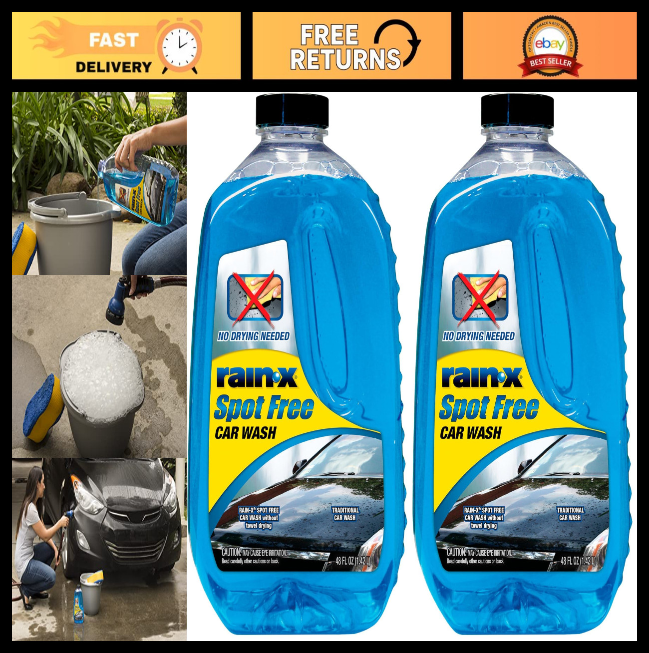 High Foam Car Wash Soap – Deep Cleaning, Spot-Free Shine, No Drying Needed, 48 f