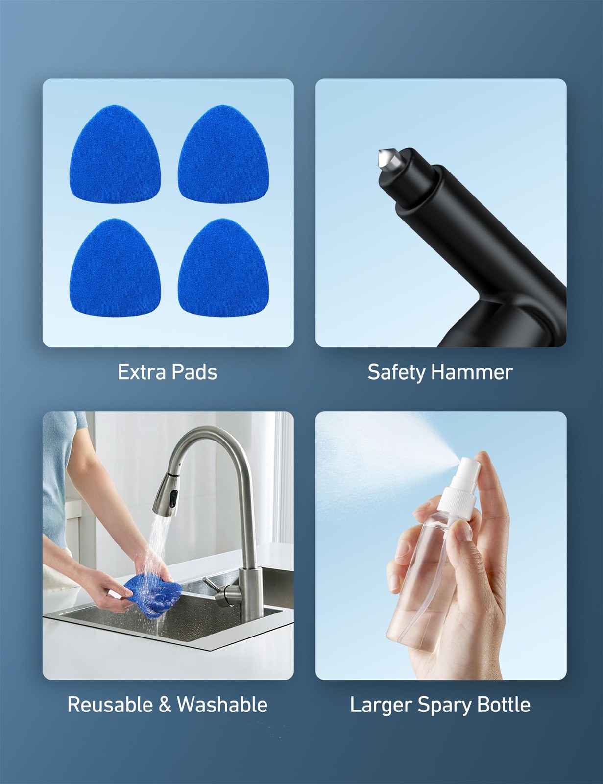 AstroAI Car Windshield Cleaner Tool, Window Cleaning Kit with 39in Blue