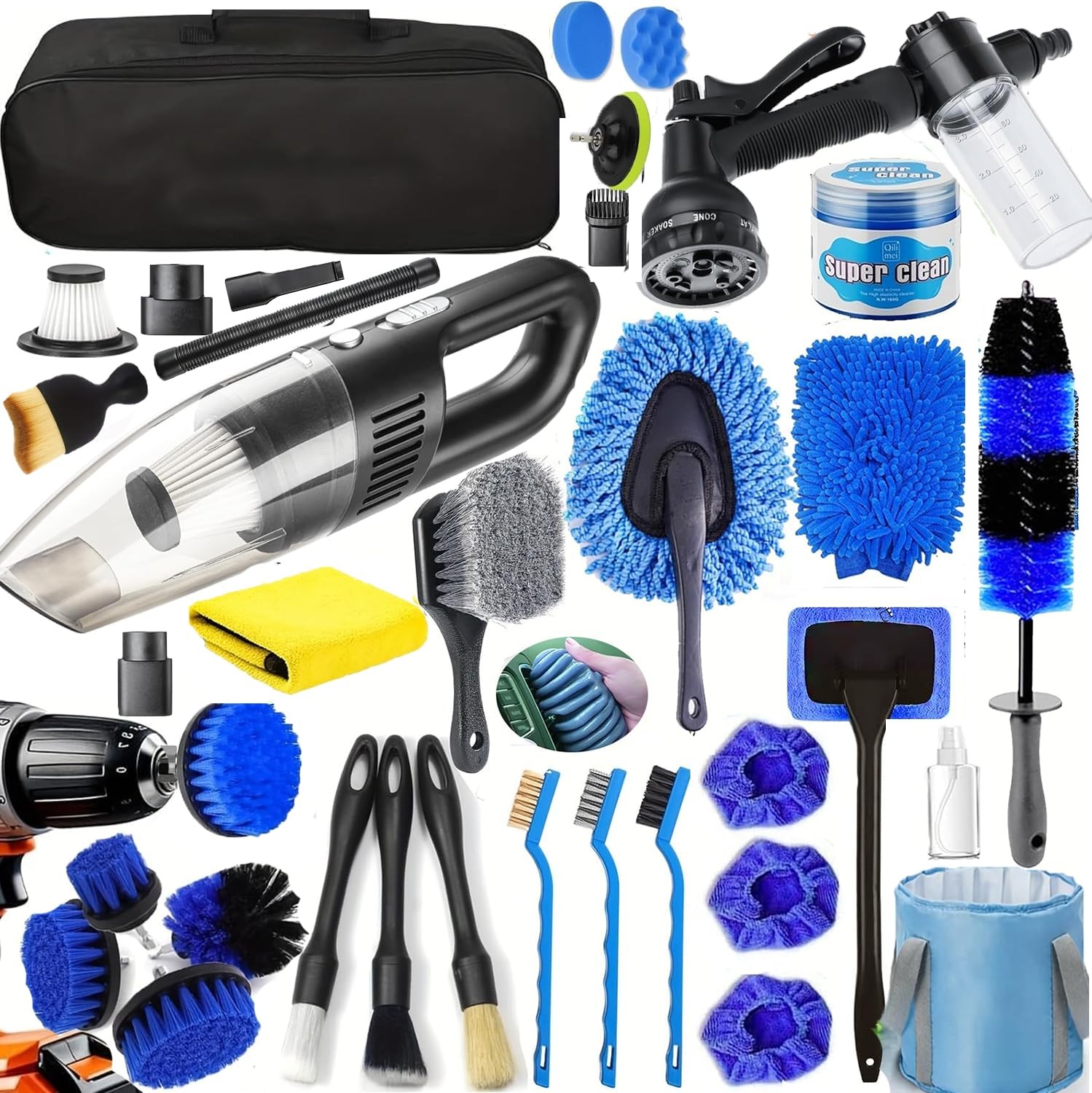 Car Detailing Brush Set 8Pcs Professional Kit Interior Exterior Black DG-02