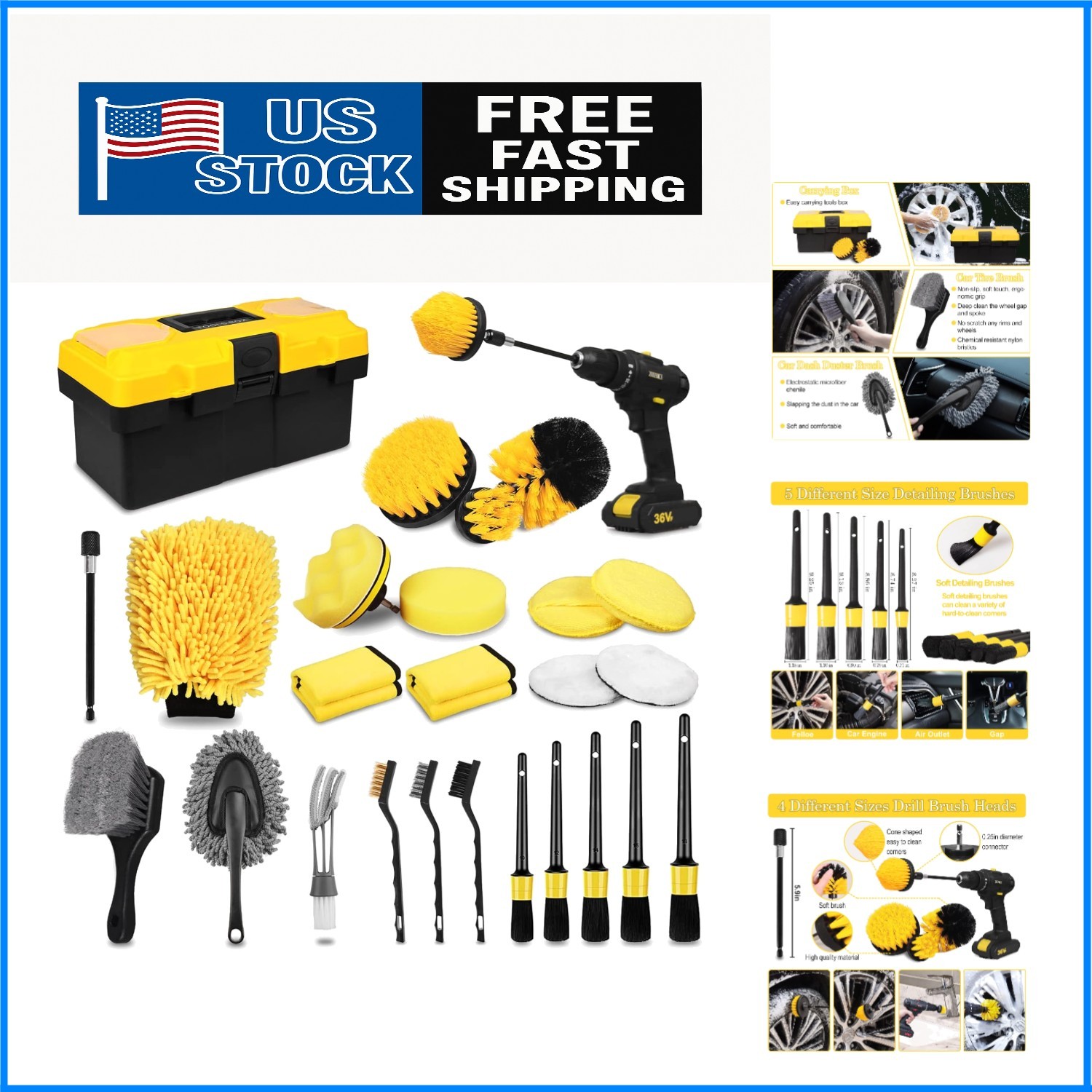 Ultimate 27-Pc Car Cleaning Tools Set – Brushes & Accessories for Every Surface