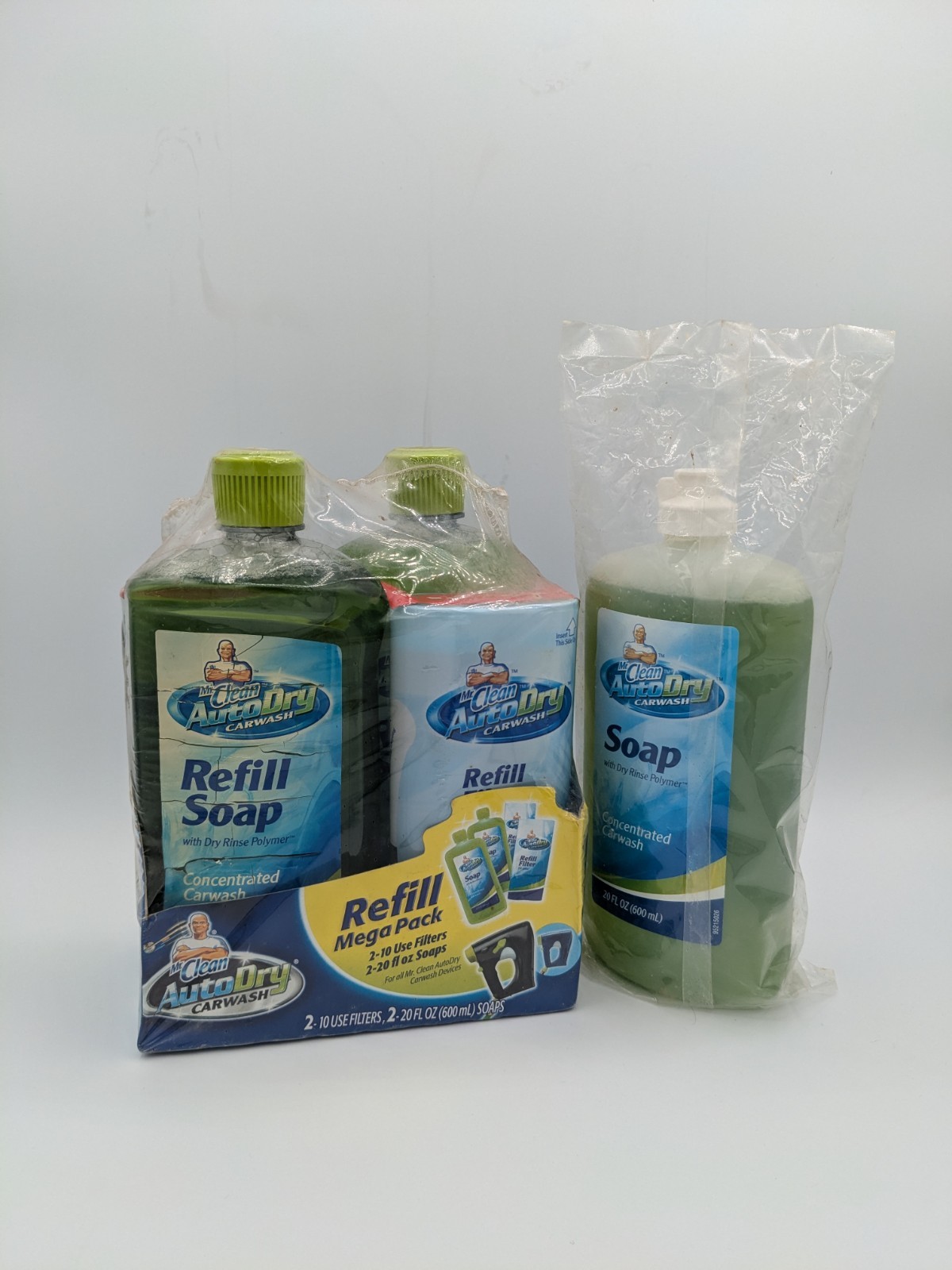 Mr. Clean Auto Dry Car Wash REFILL MEGA PACK 2 Filters 2 20oz Soaps + Extra SOAP