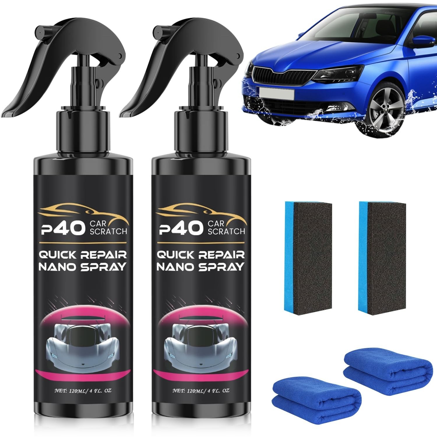 2PCS P40 Car Scratch Quick Repair Nano Spray Long-Lasting Protection