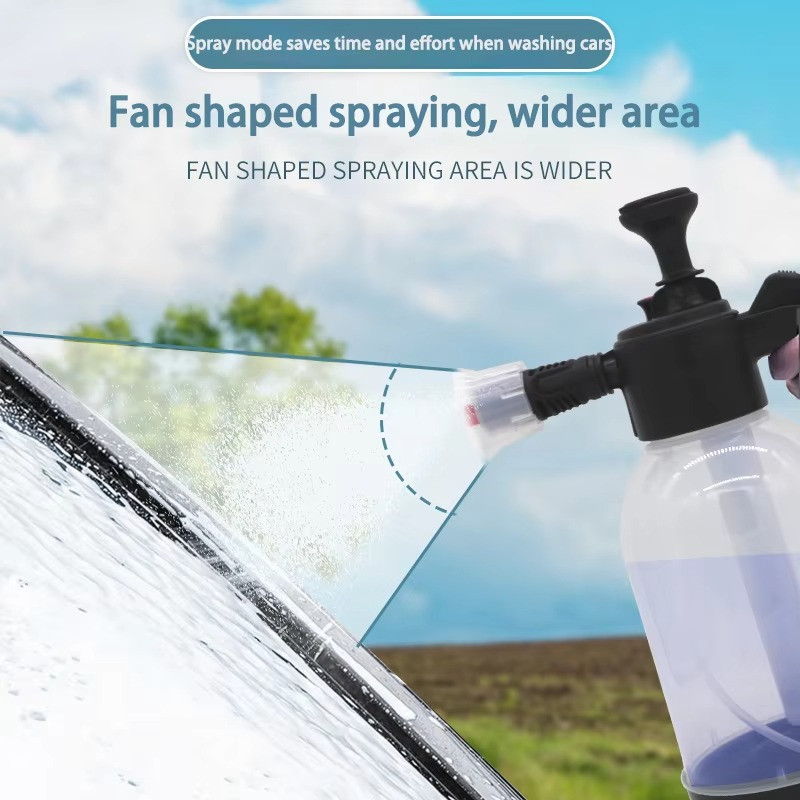 2L Hand Pump Foam Sprayer Snow Foam Cannon Car Wash Bottle w/ 3 Nozzles