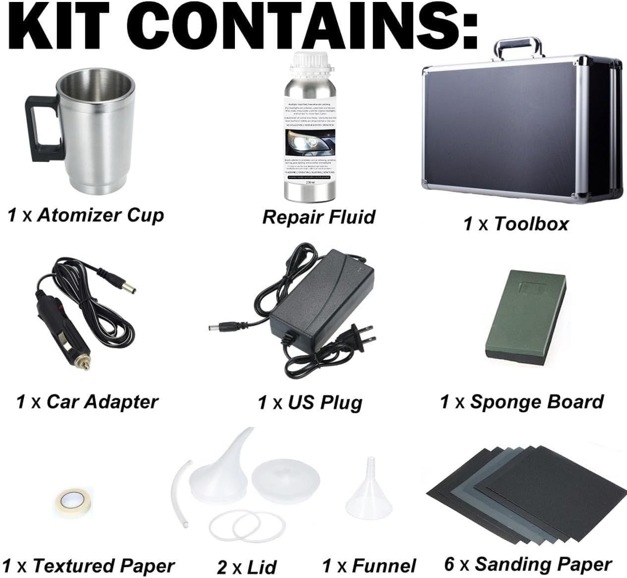 Car Headlight Restoration Kit, Auto Lens Kit