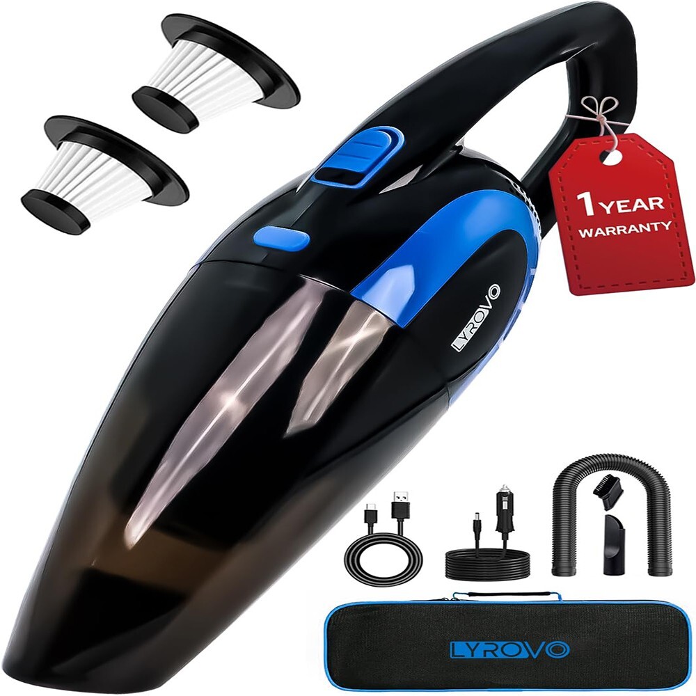 Lyrovo Wireless Car Vacuum Aluminium Fan Bled High Suction 12V 150W HEPA Filter
