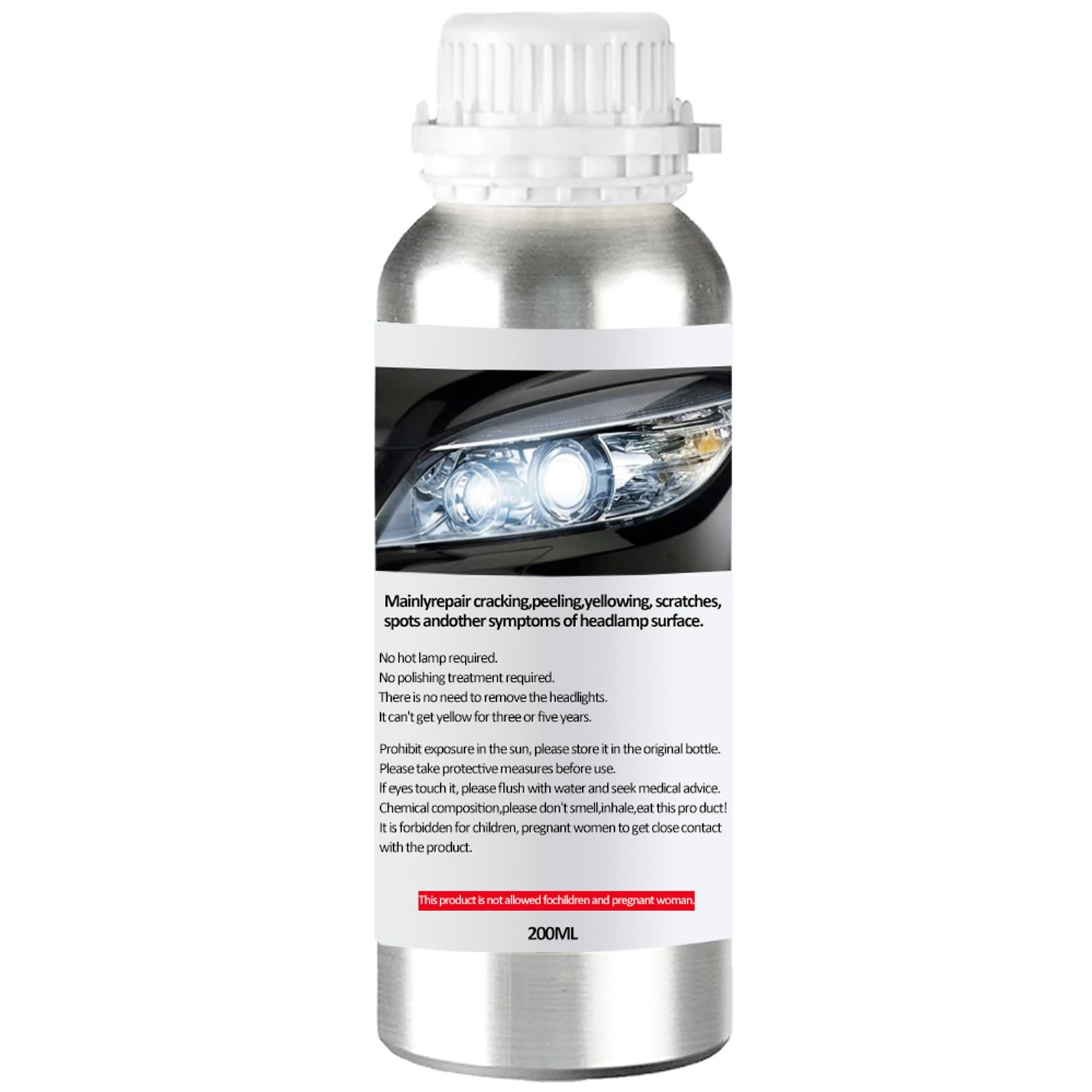 Pmbqifay 200ML Headlight Restoration Liquid, Repair Fluid Refill Bottle