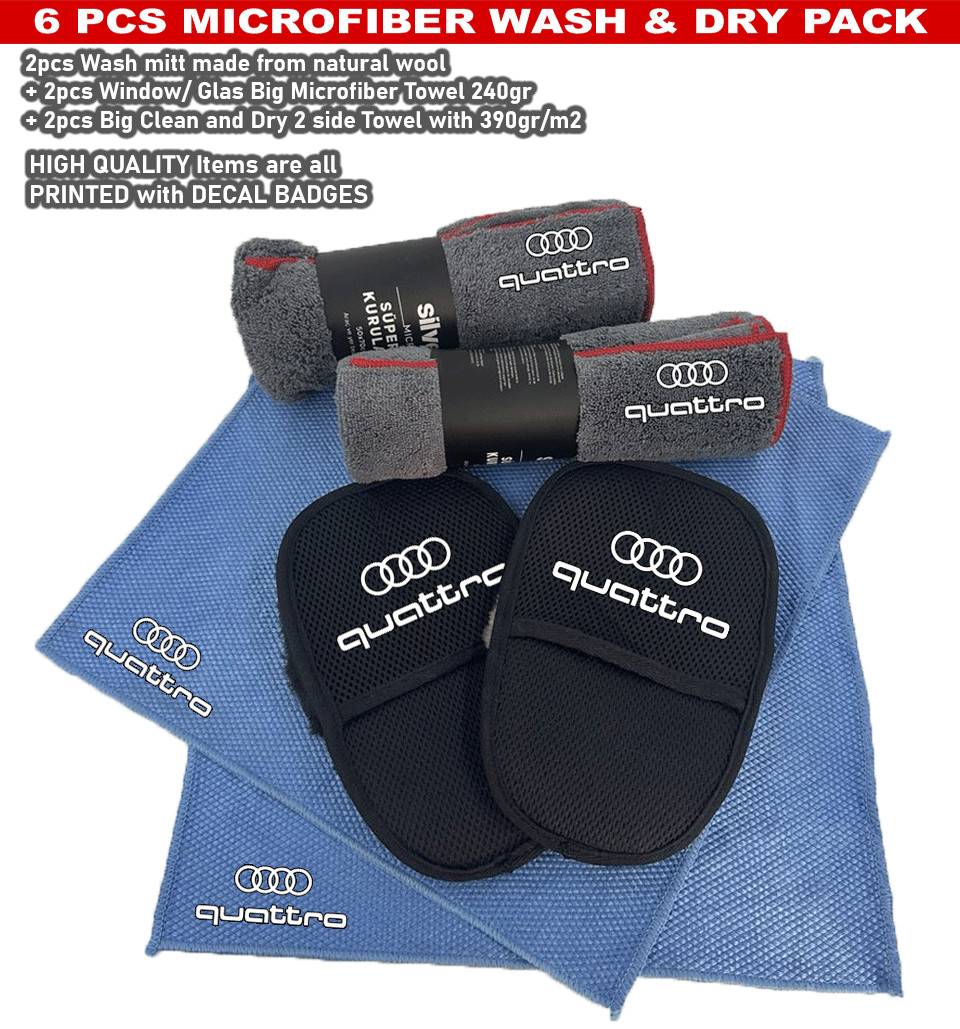 6Pack Car care Microfiber Detailing For Quattro Wash Mitt dry Towel Cleaning