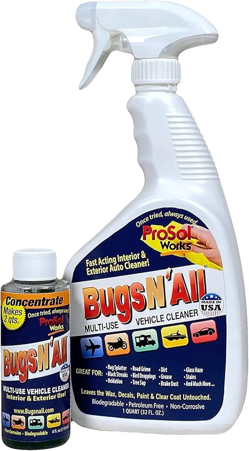 Bugs N’ All Non-Toxic Car Cleaner with Free 32 oz Spray Bottle – 4 Fl Oz