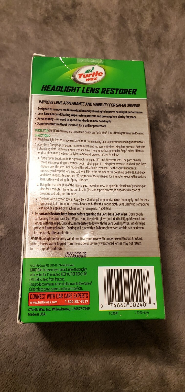 TURTLE WAX HEADLIGHT LENS RESTORER – SEALED – NEW IN BOX