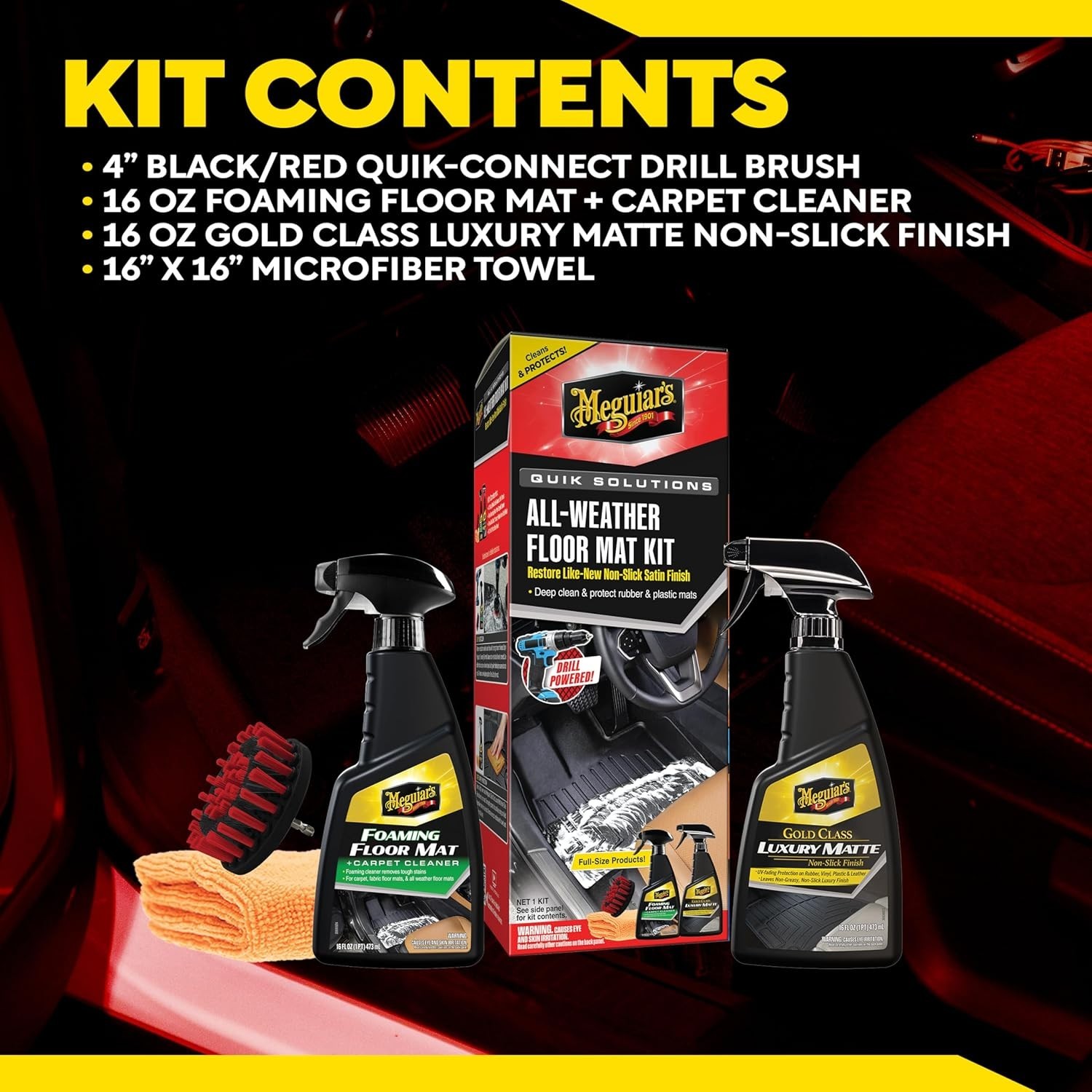 Complete Floor Mat Cleaning & Protecting Set – Includes Drill Attachment & Towel
