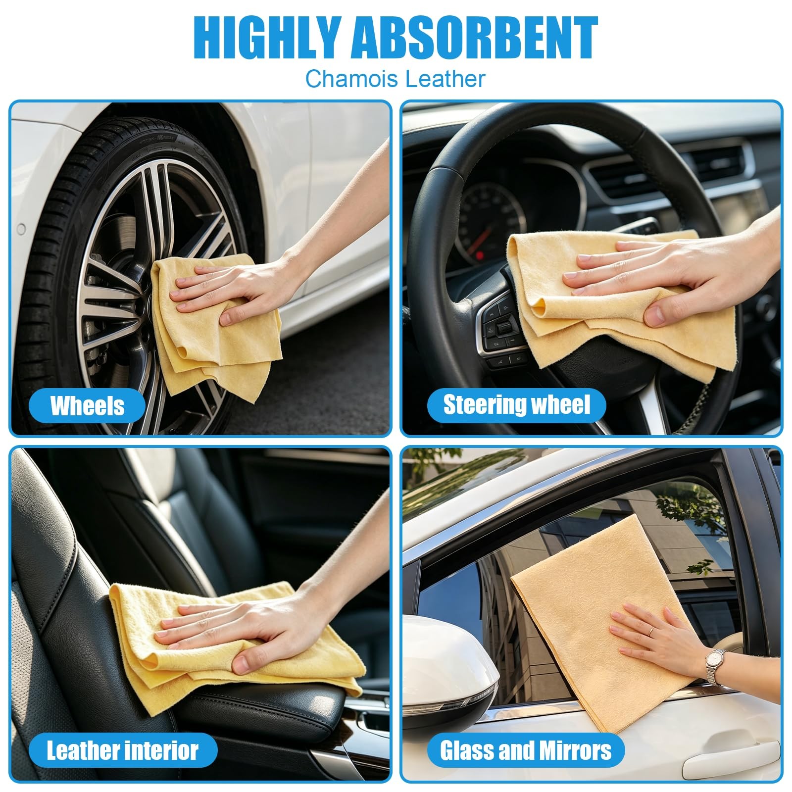 Car Cleaning Kit – Microfiber Towels for Cars, Chamois Cloth Drying Towels Ca…