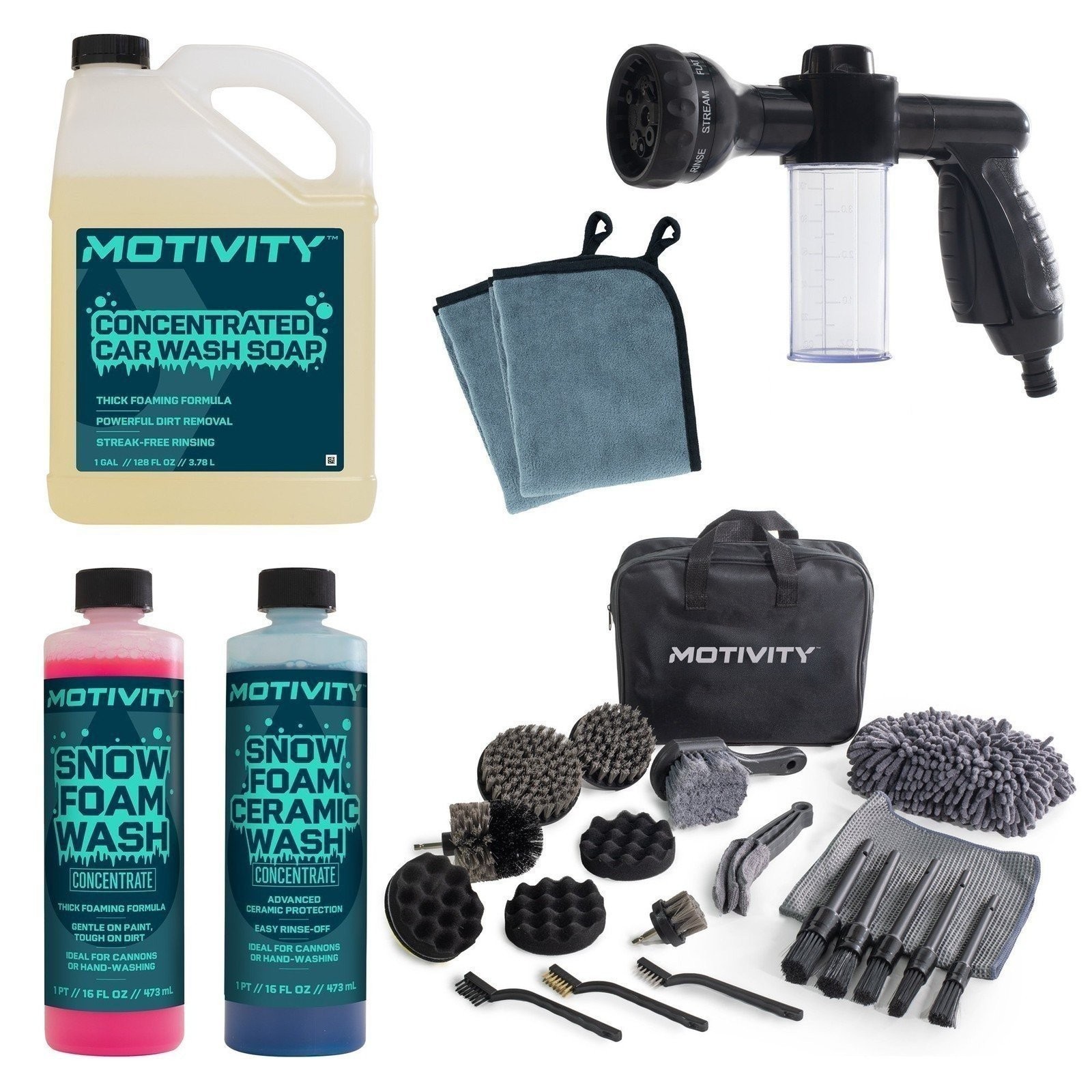 MOTIVITY Car Wash & Detailing Kit – 27 Piece Set – For Interior & Exterior Clean
