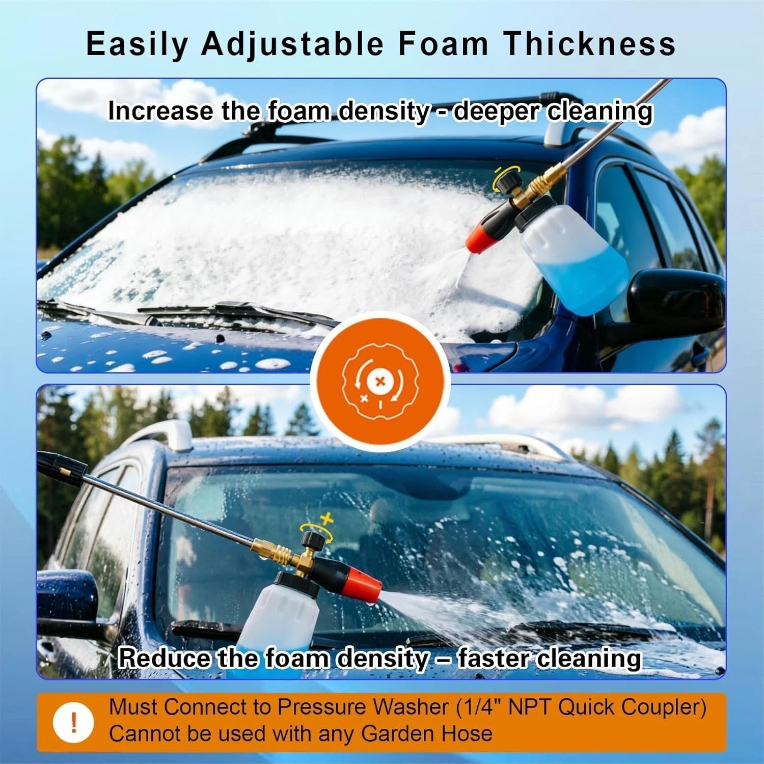 Adjustable Foam Cannon for Pressure Washer 1/4″ Quick Connect 1L/34oz