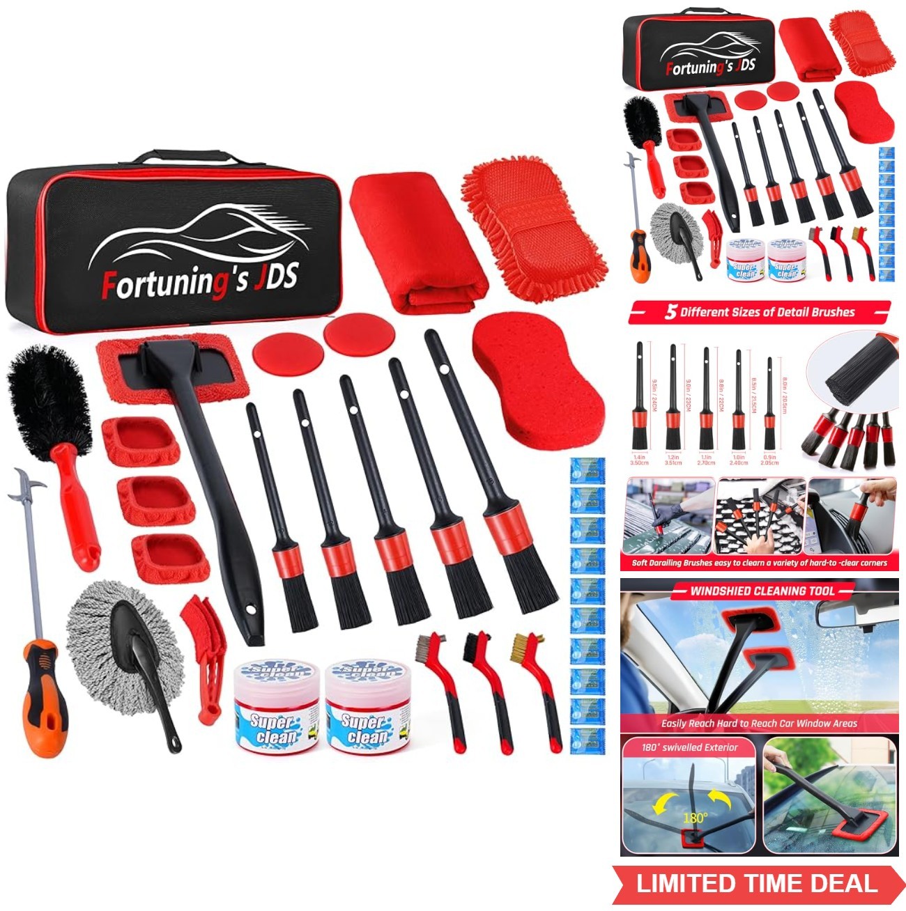 Car Detailing Kit Car Wash Supplies Brush Set Interior Exterior Wheels Cleaningi