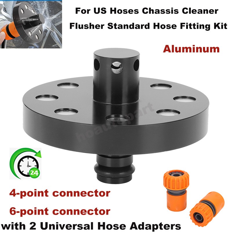 Aluminum Underbody Chassis Cleaner Flusher Hose Fitting For US Hose w/ 2 Adapter