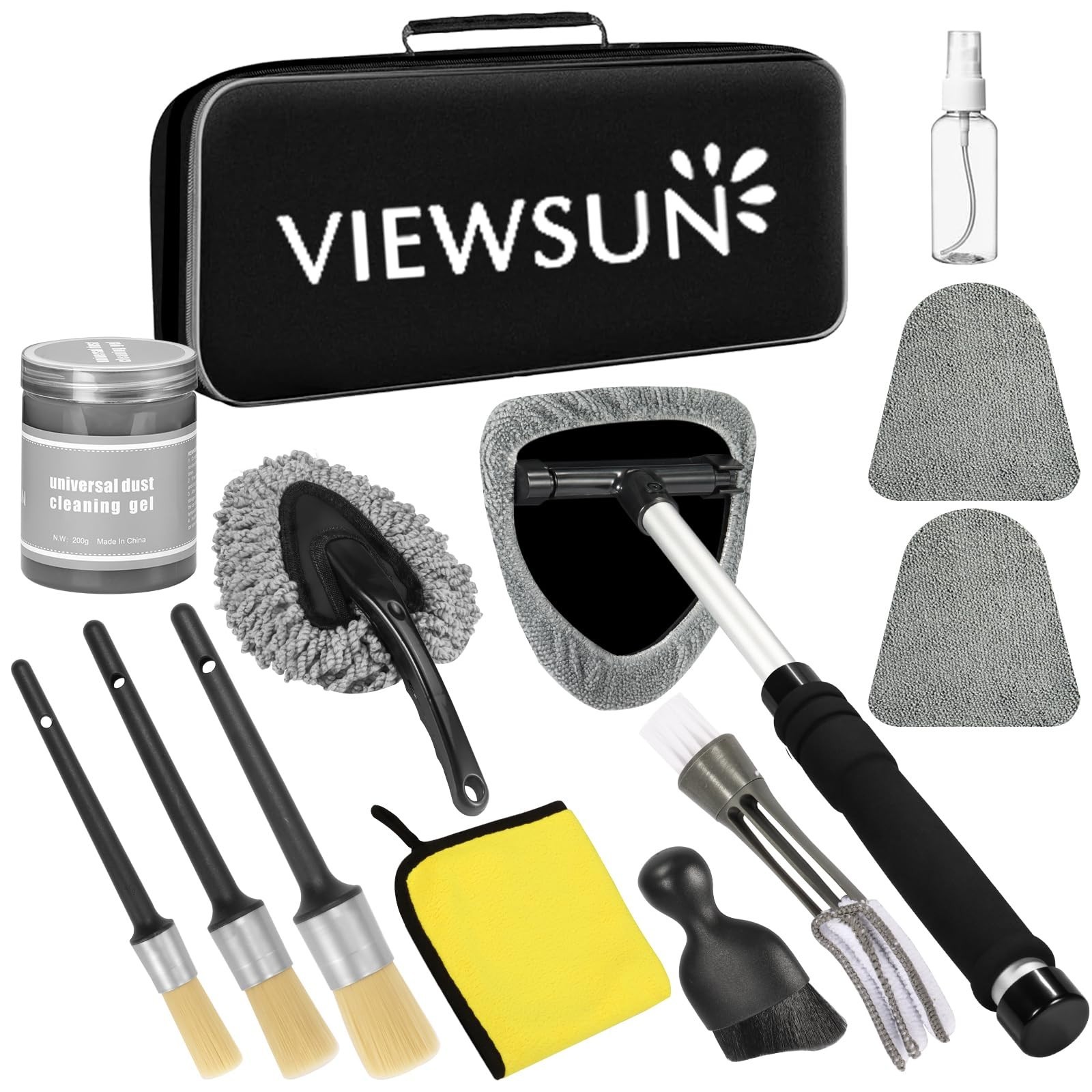13-Piece Car Interior Cleaning Kit – Windshield Cleaner, Detailing Brushes & Gel