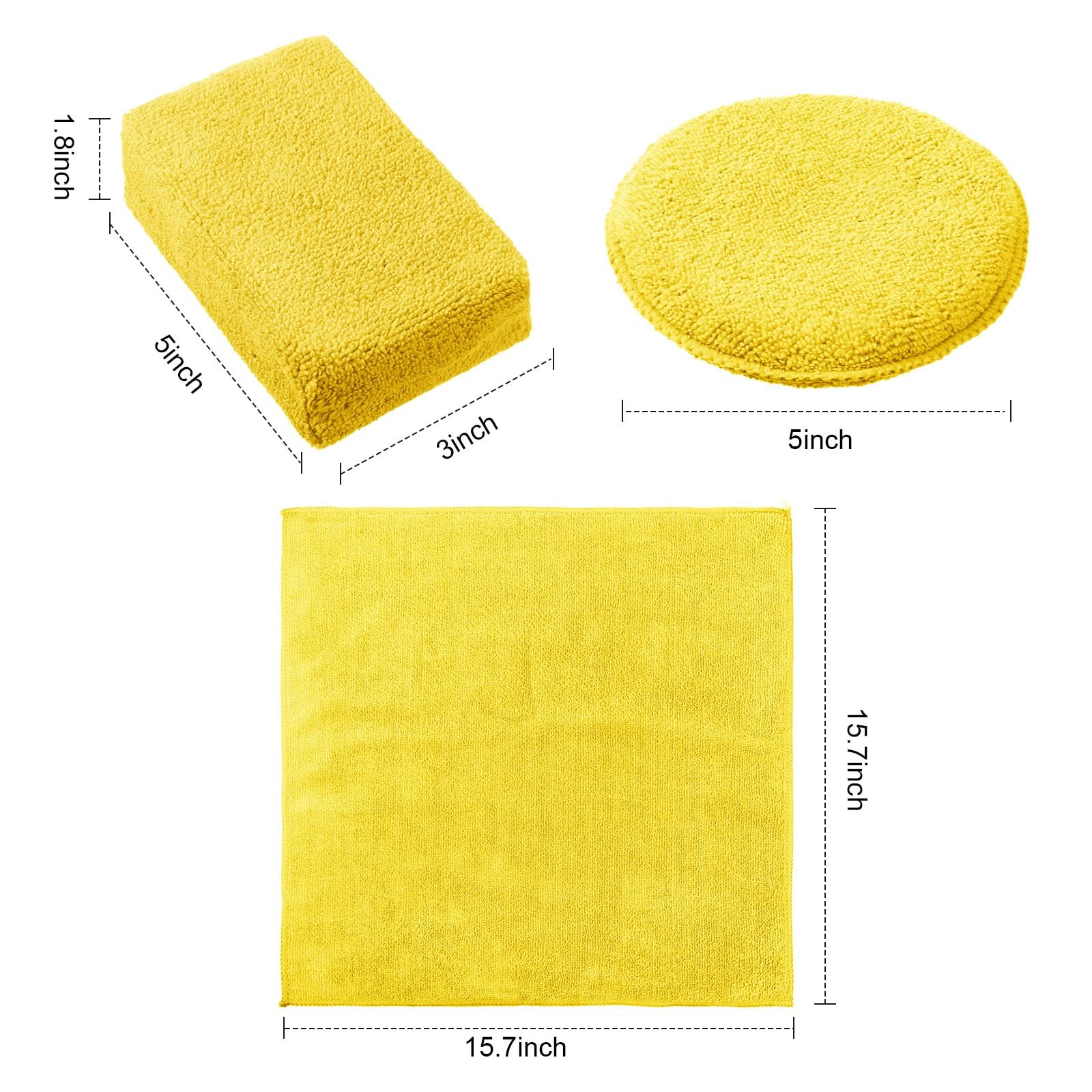 12 Pack Microfiber Applicator Pad Sponge for Car Include Yellow