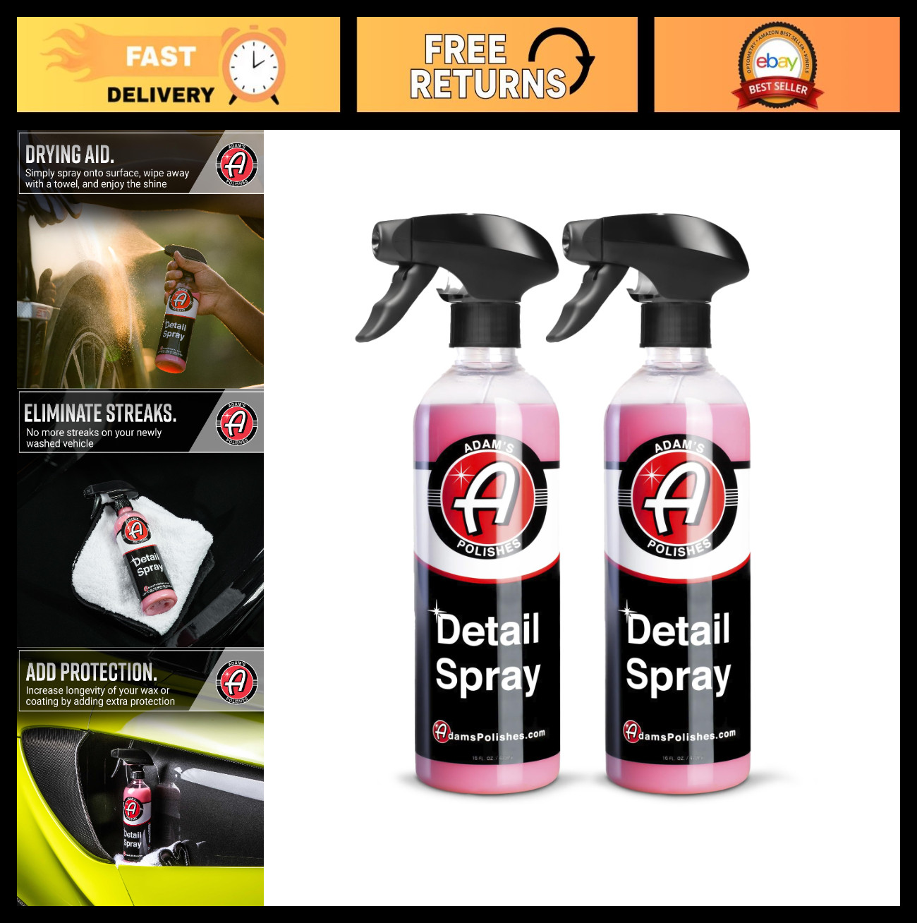 Waterless Car Detail Spray (2-Pack) – Quick Detailing, Polishing & Claying Solut
