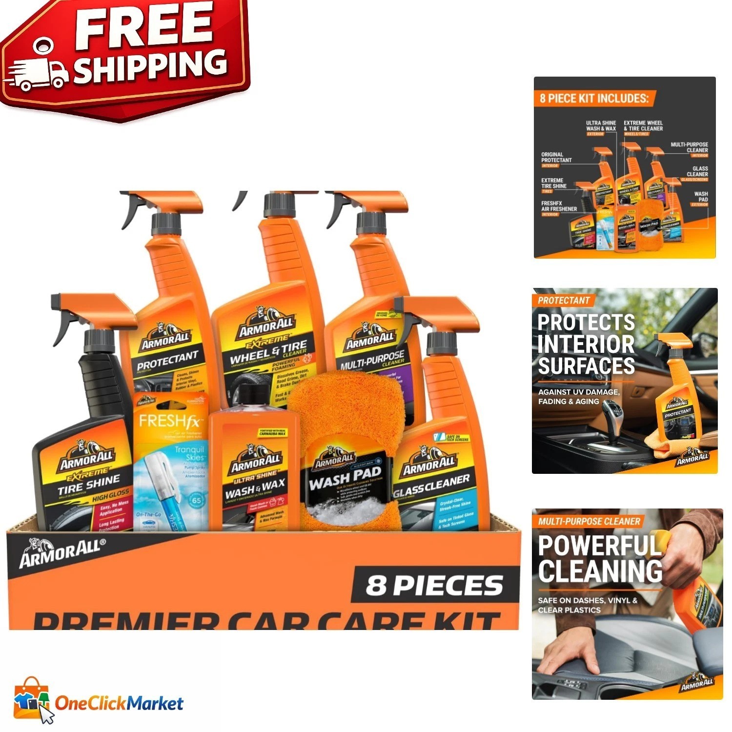 Luxury 8-Piece Car Care Set – Interior & Exterior Cleaning Supplies Included
