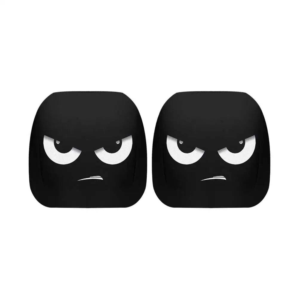 2PCS Funny Cartoon Premium Car Headrest Covers Elastic Stretchable Universal