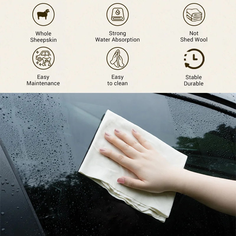 Natural Chamois Sheepskin Car Cleaning Drying Towel Quick Absorbent
