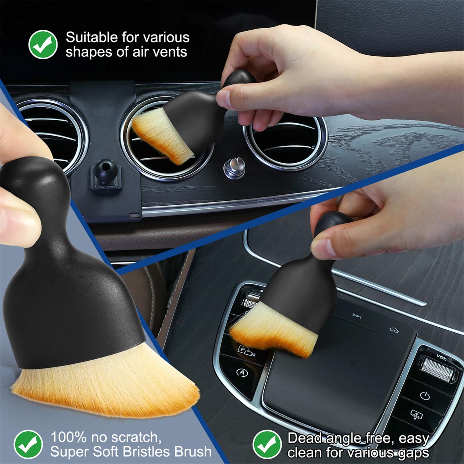 Fitosy Car Interior Duster Detail Brush Cleaning Gel Kit, Soft Dash Vent Dust…