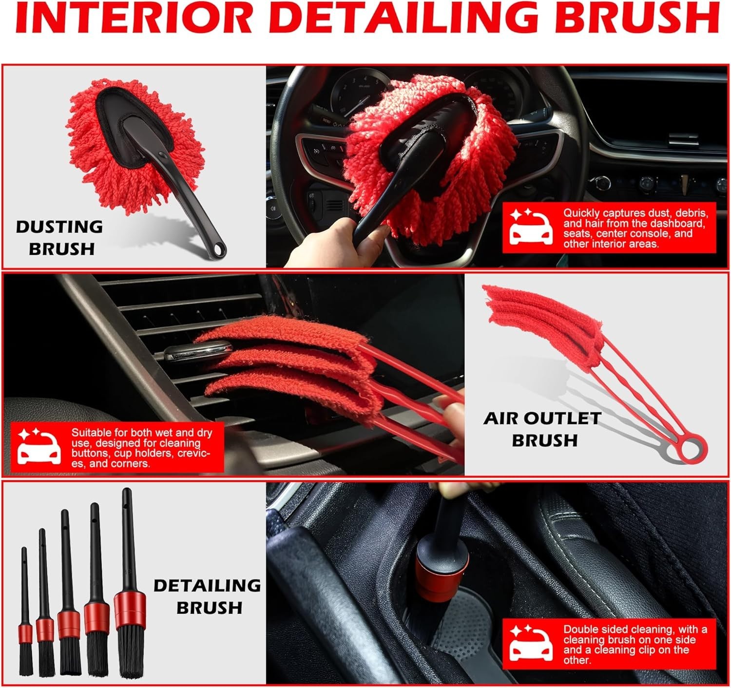Car Detailing Kit 10 /25PC Auto Cleaning Accessories Drill Brushes Polishing Pad