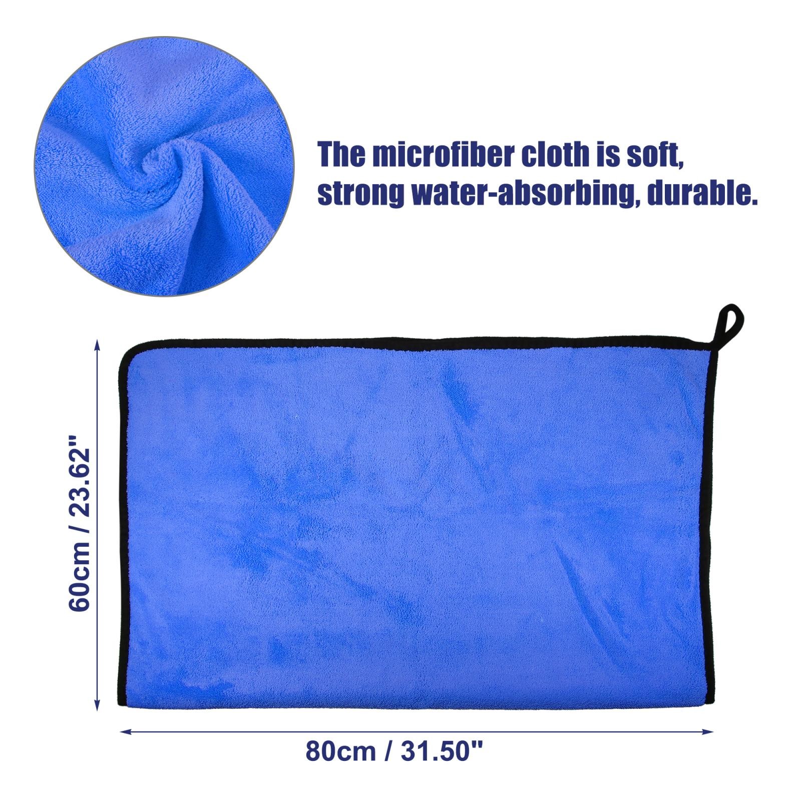 Microfibre Car Drying Towel 80 x 60cm Extra Large Car Cleaning Grey Blue 1pcs