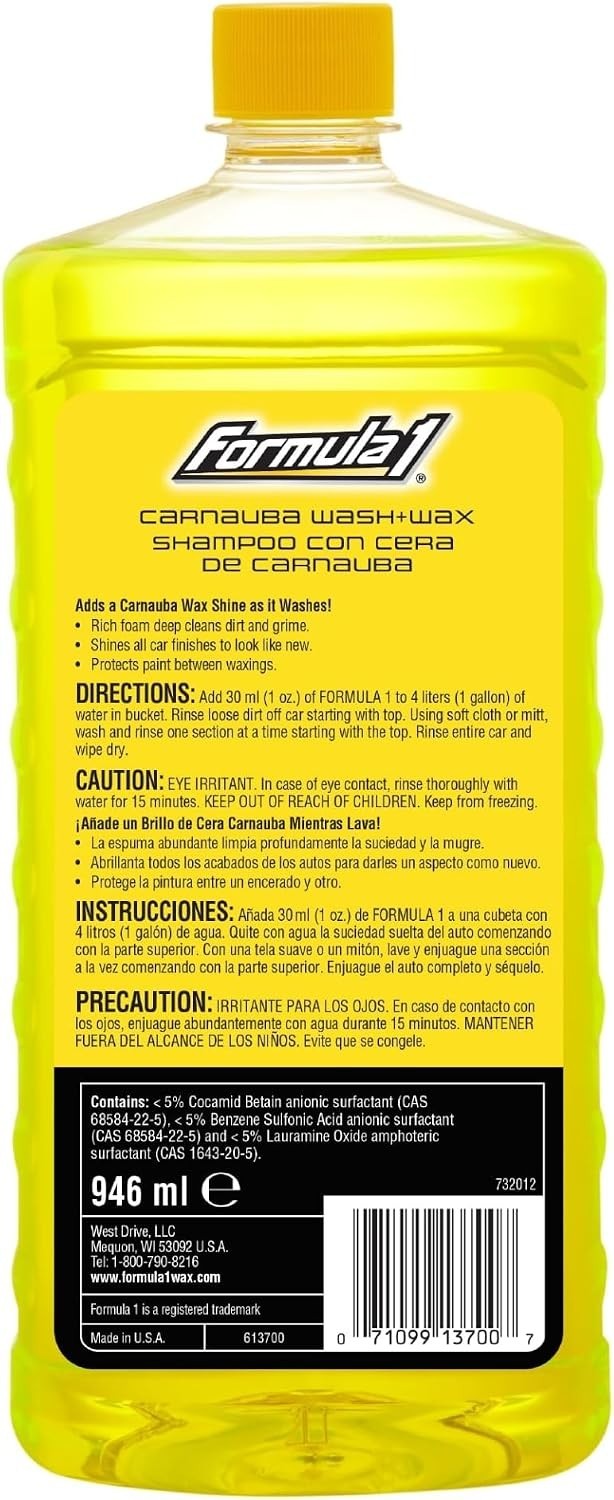 Car Wash and Carnauba Wax, 2-in-1 Car Cleaning Soap for Auto Detailing, Remov…