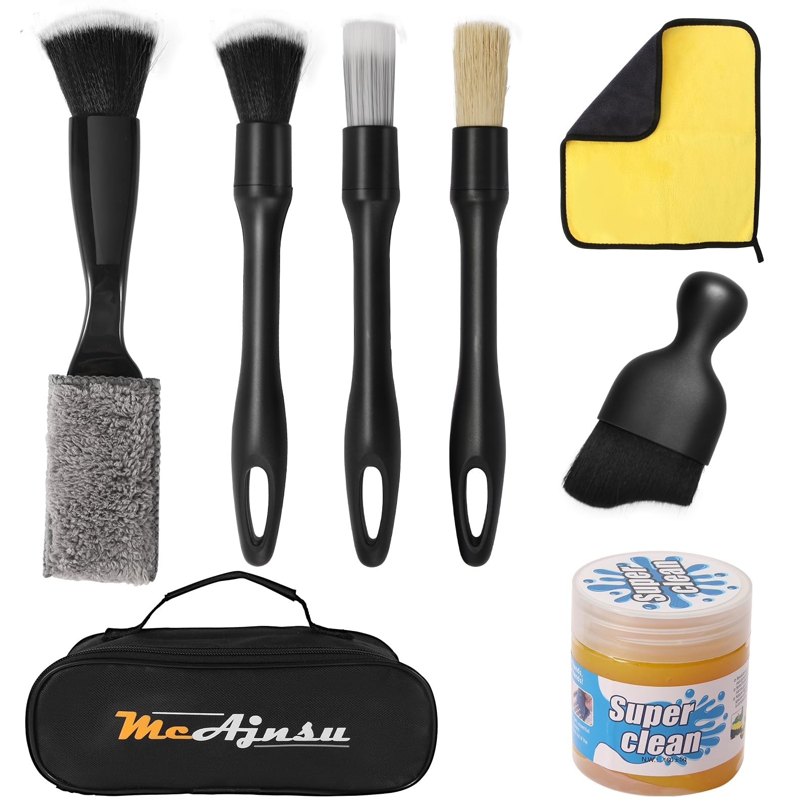 8-Piece Car Interior Detailing Kit – 160g Non-Sticky Gel,Ultra-Soft Detail Brush