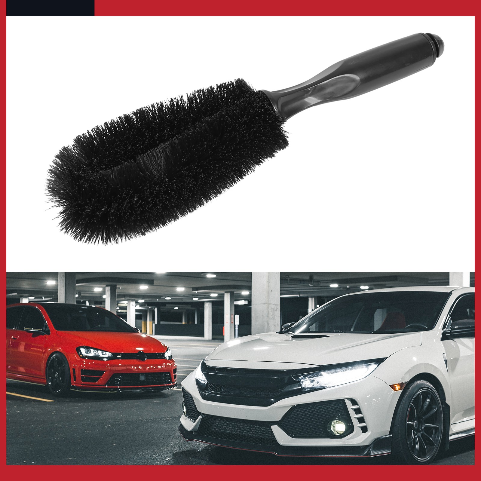 Universal Black Car Wheel Tire Rim Brush Wash Cleaning Tool 10.6″ Pack of 1