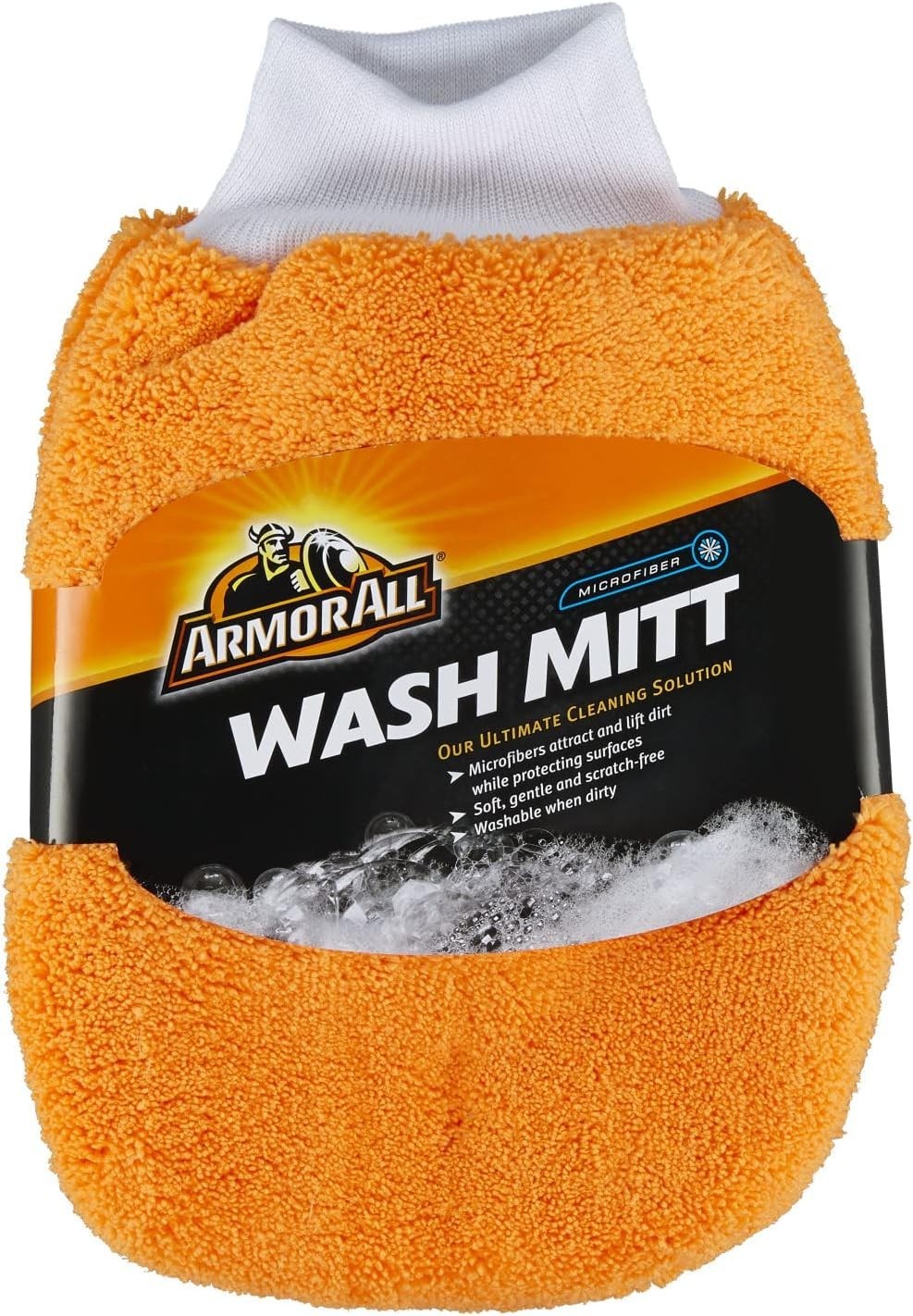 Armor All Microfiber Car Wash Mitt Soft Absorbent Cleaning Glove for Auto Care