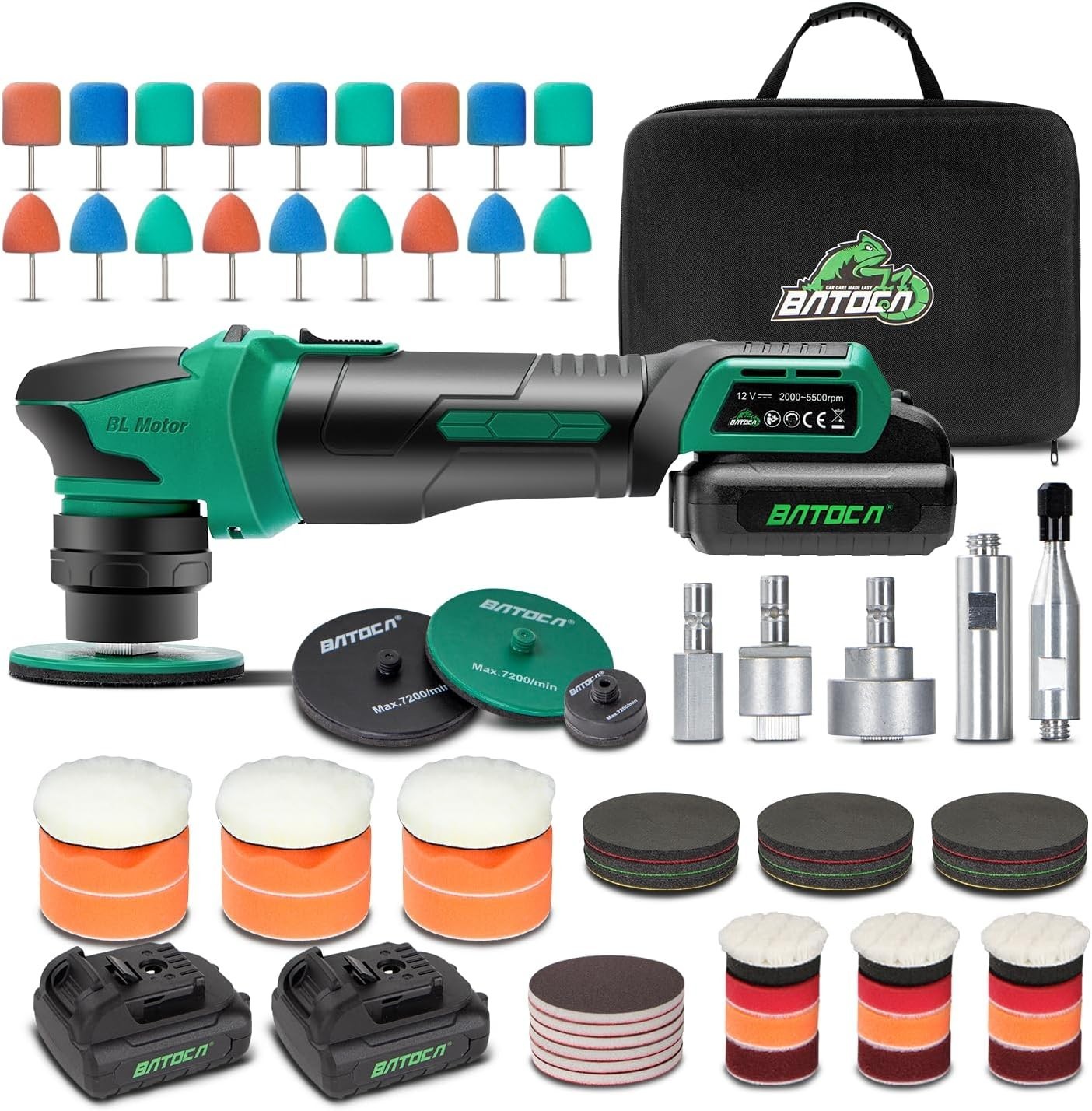 BATOCA S4 Cordless Multi-Polisher-Set, with 2Pcs 12V 2.5Ah Batteries