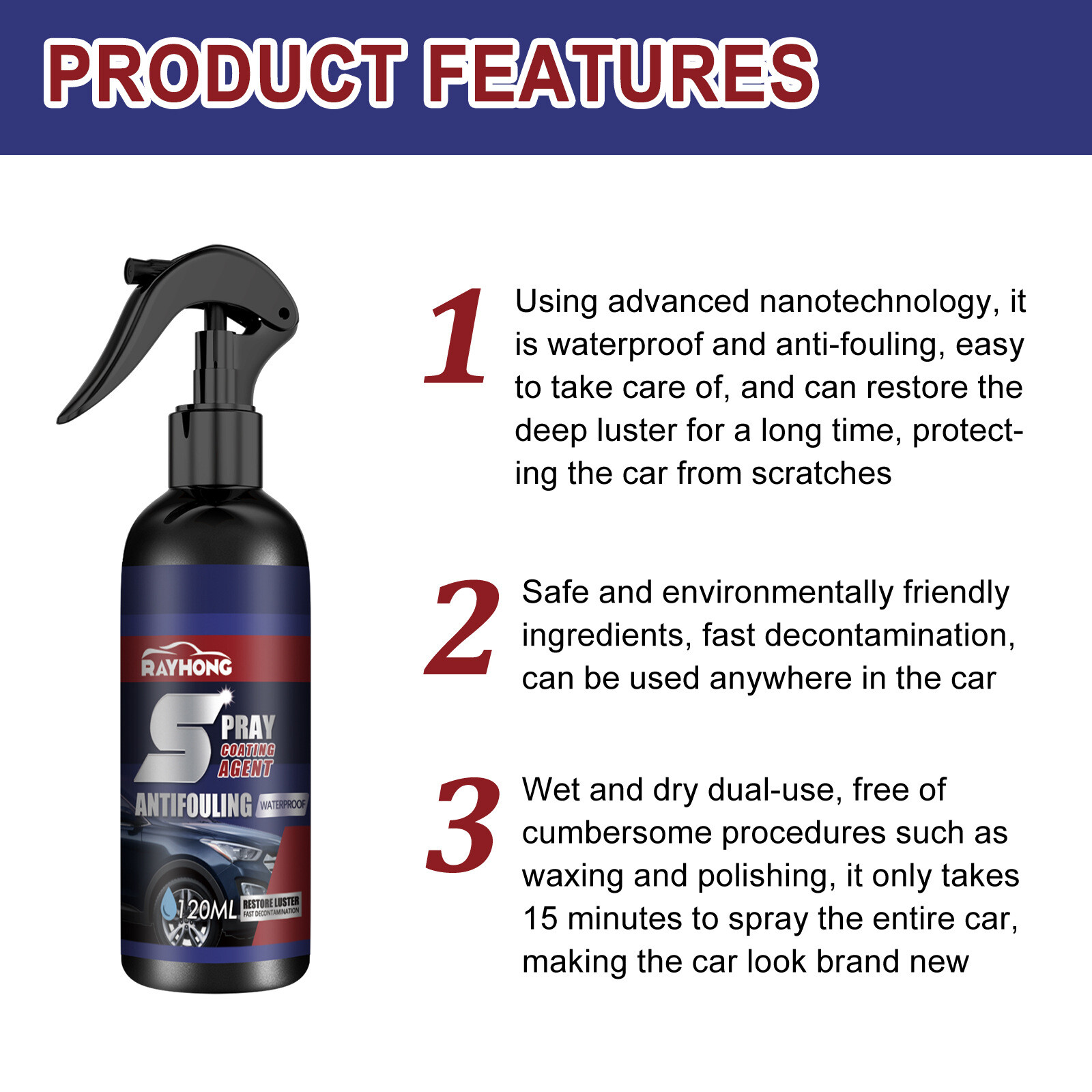 Car Coating Spray Care Paint Stain Removal Darkening Brightening Nano Coating
