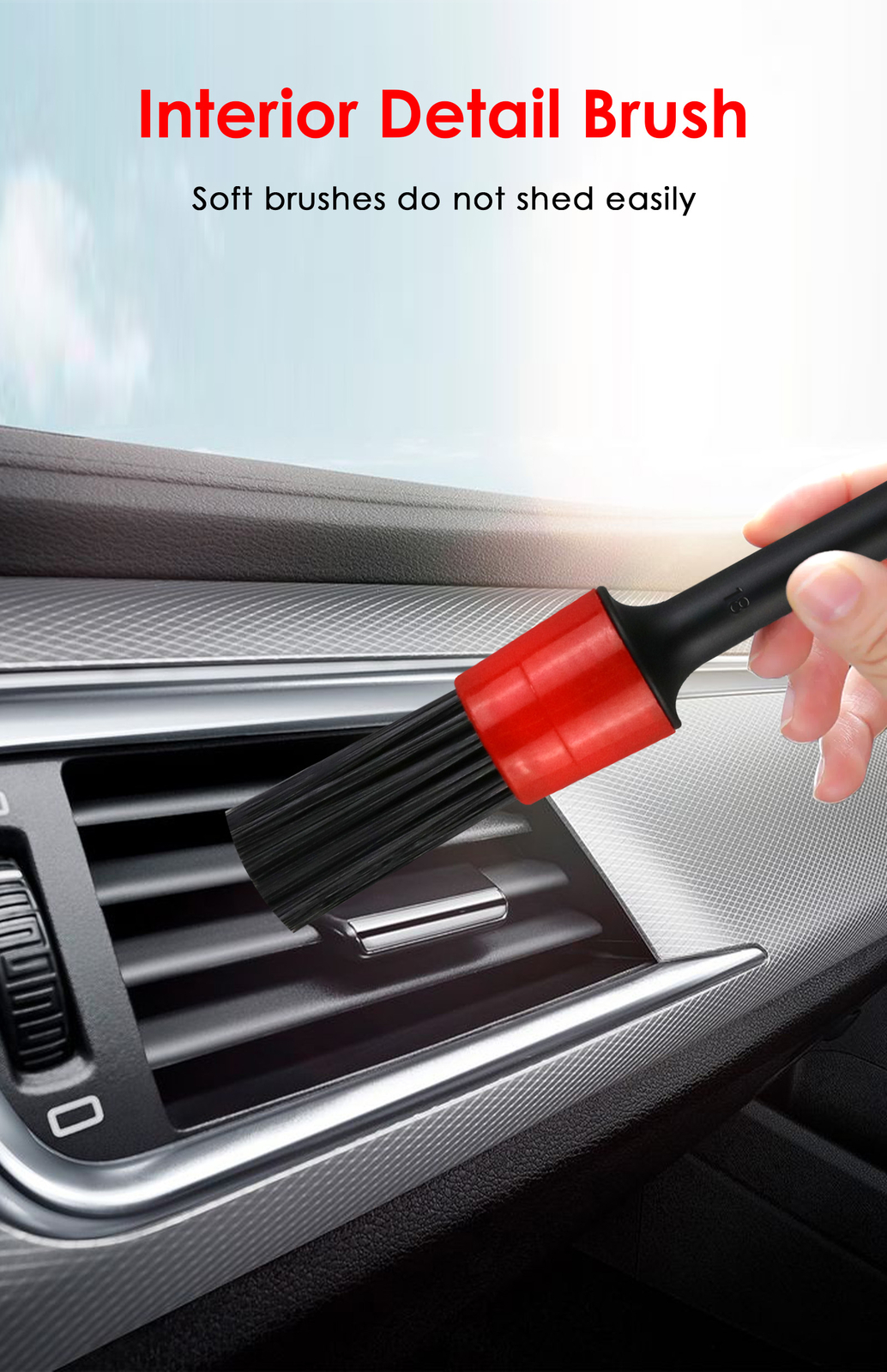 10×Car Detailing Brush Kit Boar Hair Vehicle Auto Interior For Wheel Clean Sets