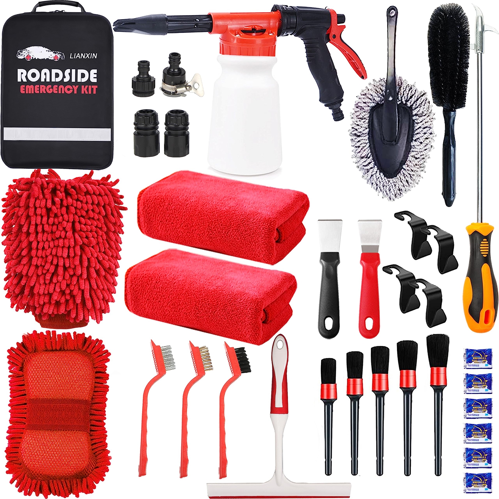 Car Wash Kit Car Wash Cleaning Kit with Car Wash Foam Gun Microfiber Sponge a…