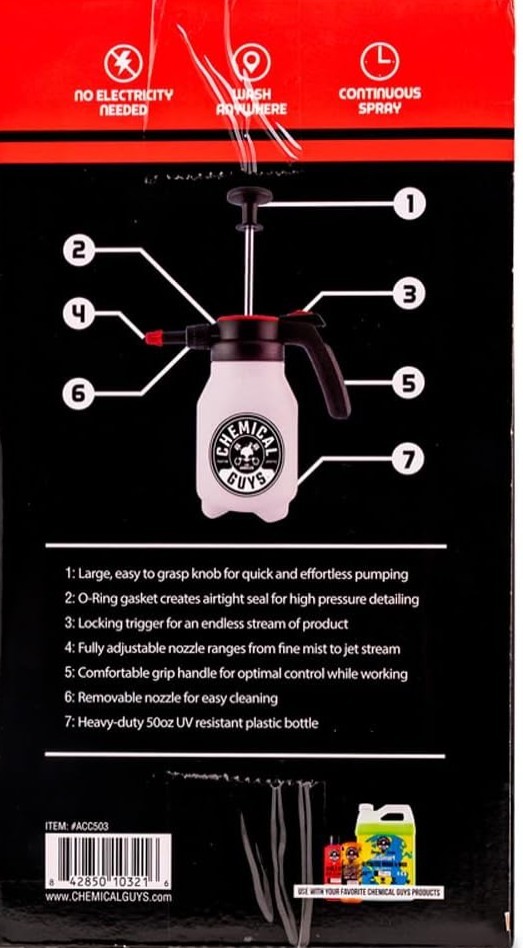 50oz Hand Pump Atomizer Sprayer for Car Detailing Waterless Wash