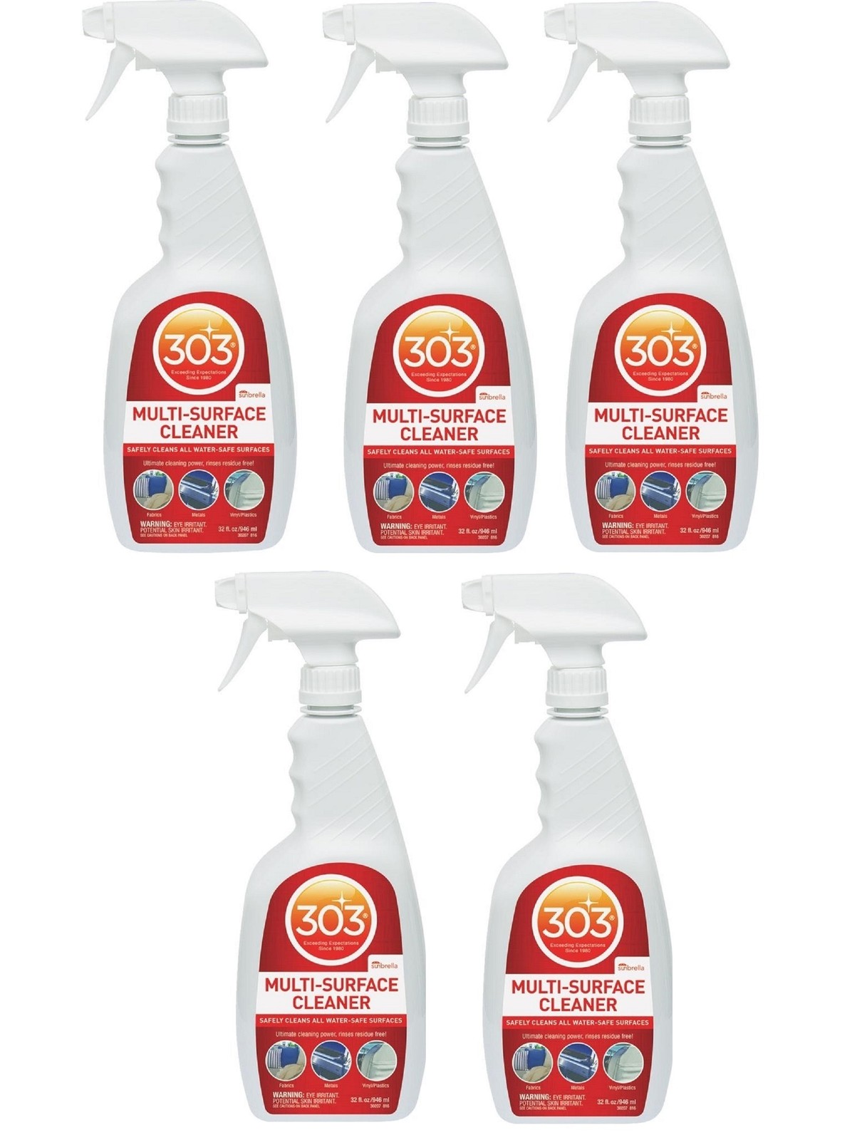 303 Products 30207 Set of 5 Multi-Surface Cleaner 32 fl. oz. Spray Bottles