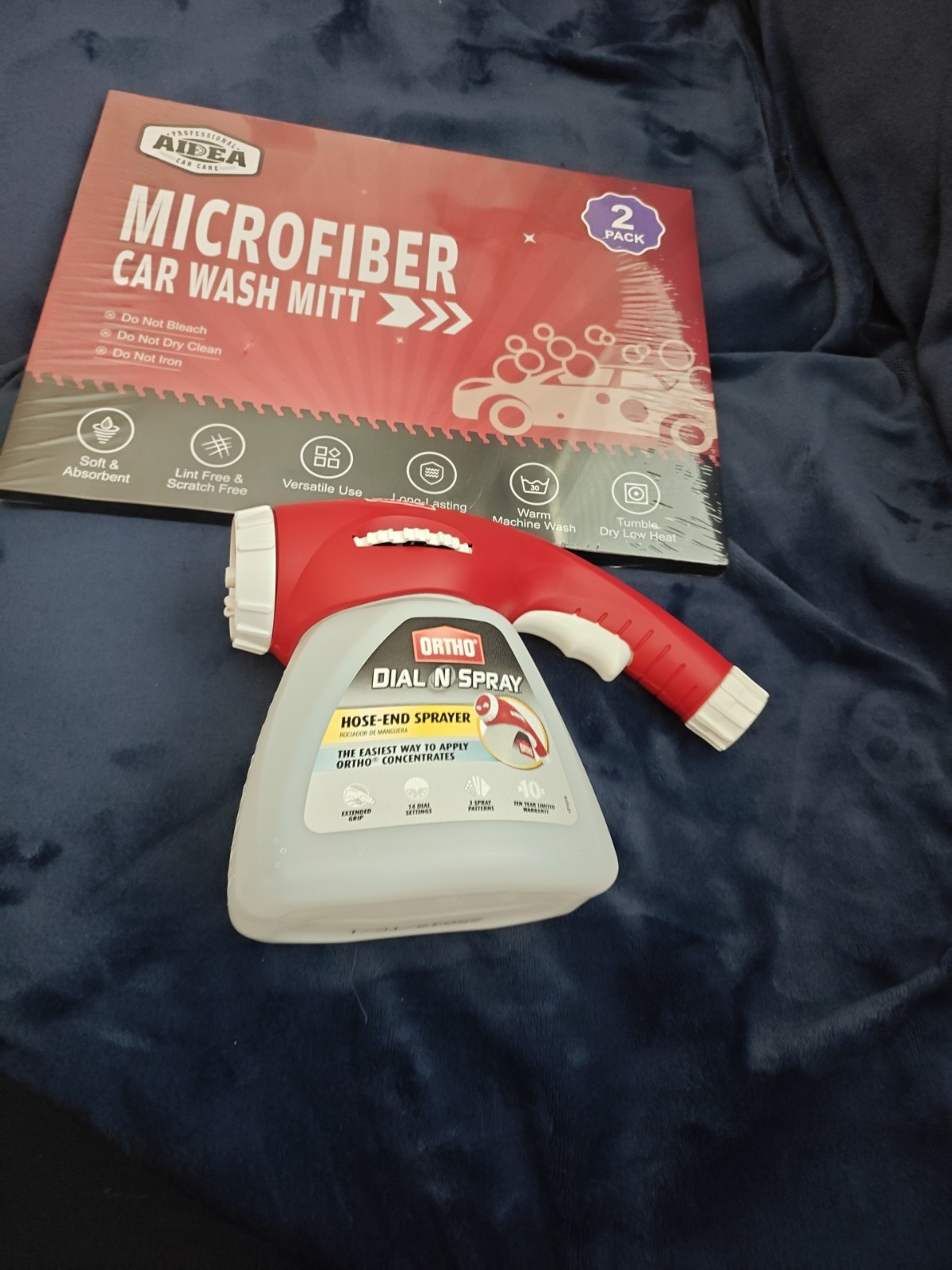 Car Wash & Garden Sprayer Lot Microfiber Mitt 2 Pack Ortho Dial N Spray