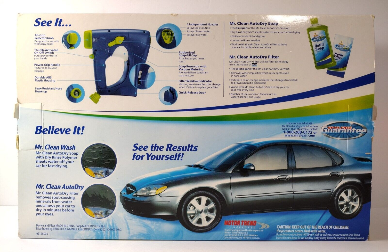 Mr. Clean AUTO DRY Spot-Free Carwash System STARTER KIT With Soap & Filter NEW!