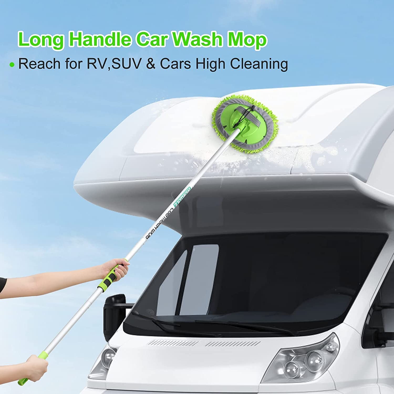 Wontolf 17pc Car Wash Kit, Cleaning Kit with Brush Long Green