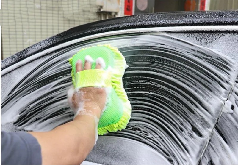 Microfiber Car Wash Sponge Cleaning Glove Towel Auto Detailing Accessories